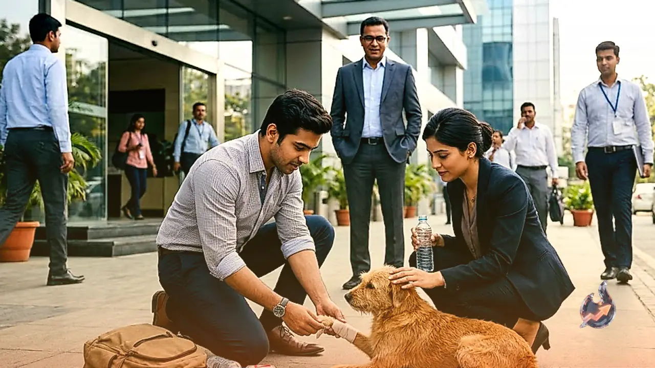 Stray dog rescue delays office arrival, boss's unexpected reaction twists romance into a love story
