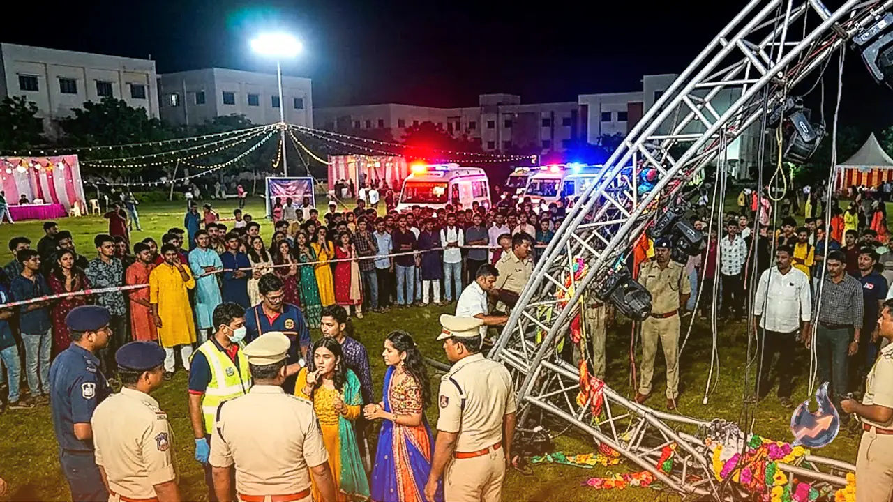 Student Killed and 12 Injured After Lighting Arch Collapses During Dandiya Event in Telangana