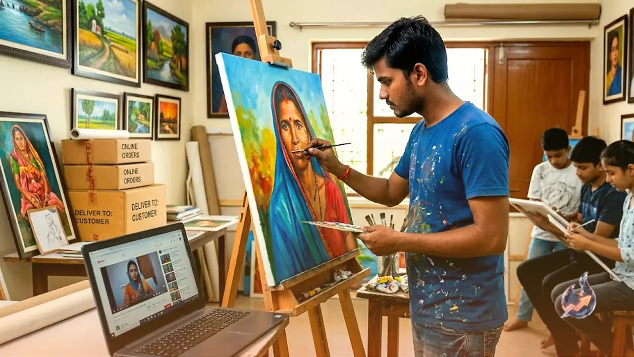 सुल्तानपुर के रूपेश साहू ने यूट्यूब से सीखी पेंटिंग, अब हुनर बना कमाई का जरिया और दूसरों को भी सिखा रहे कला