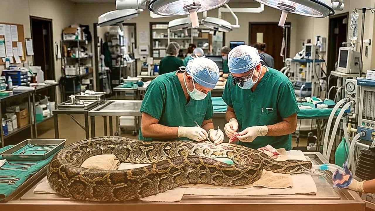 Surgeon saves python with tumor on ventilator in high stakes rescue operation