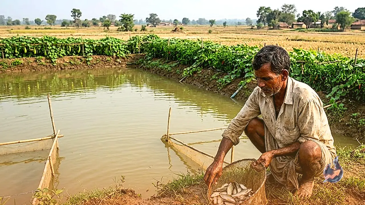 Surguja Farmer Shiv Balak Turns to Farm Pond Aquaculture and Vegetables After Paddy Returns Drop