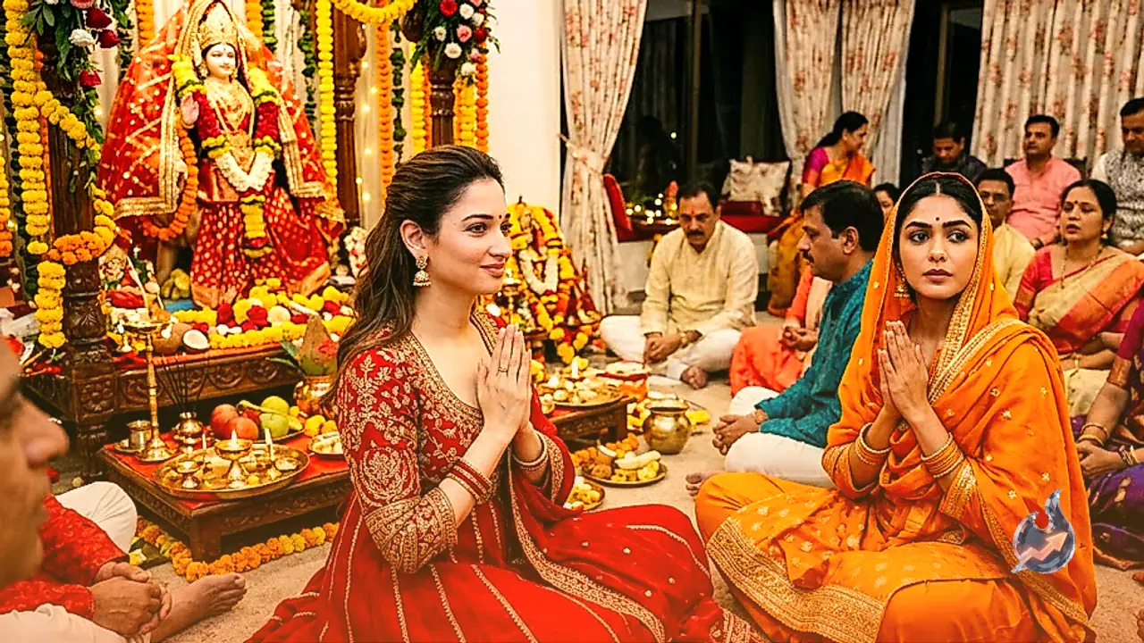 Tamannaah Bhatia Hosts Mata Ki Chowki for Navratri, Mrunal Thakur Joins the Devotional Celebration