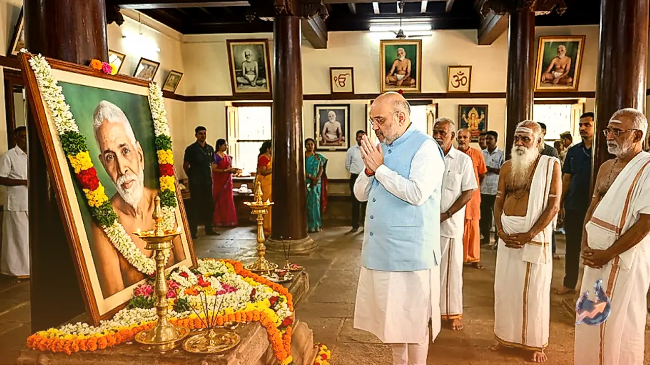 Amit Shah Visits Sri Ramanasramam in Tiruvannamalai, Pays Homage to Bhagavan Ramana Maharshi