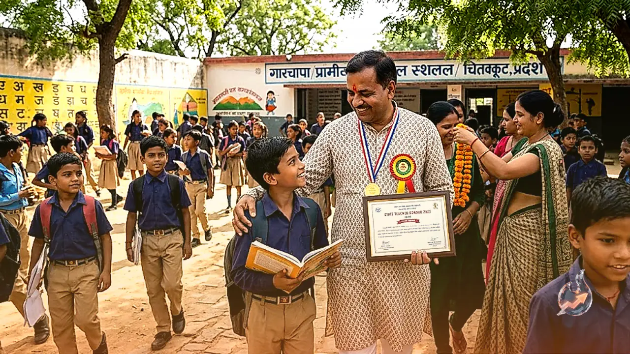 Teacher Harishankar Tripathi of Chitrakoot Awarded State Teacher Honour, Garchapa School Enrolls 314 Students