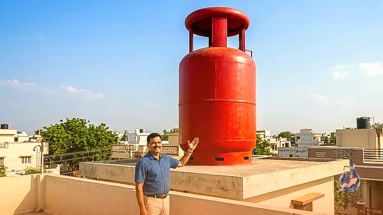 Unique देसी जुगाड़ in Kamareddy, water tank shaped into giant LPG cylinder in Telangana
