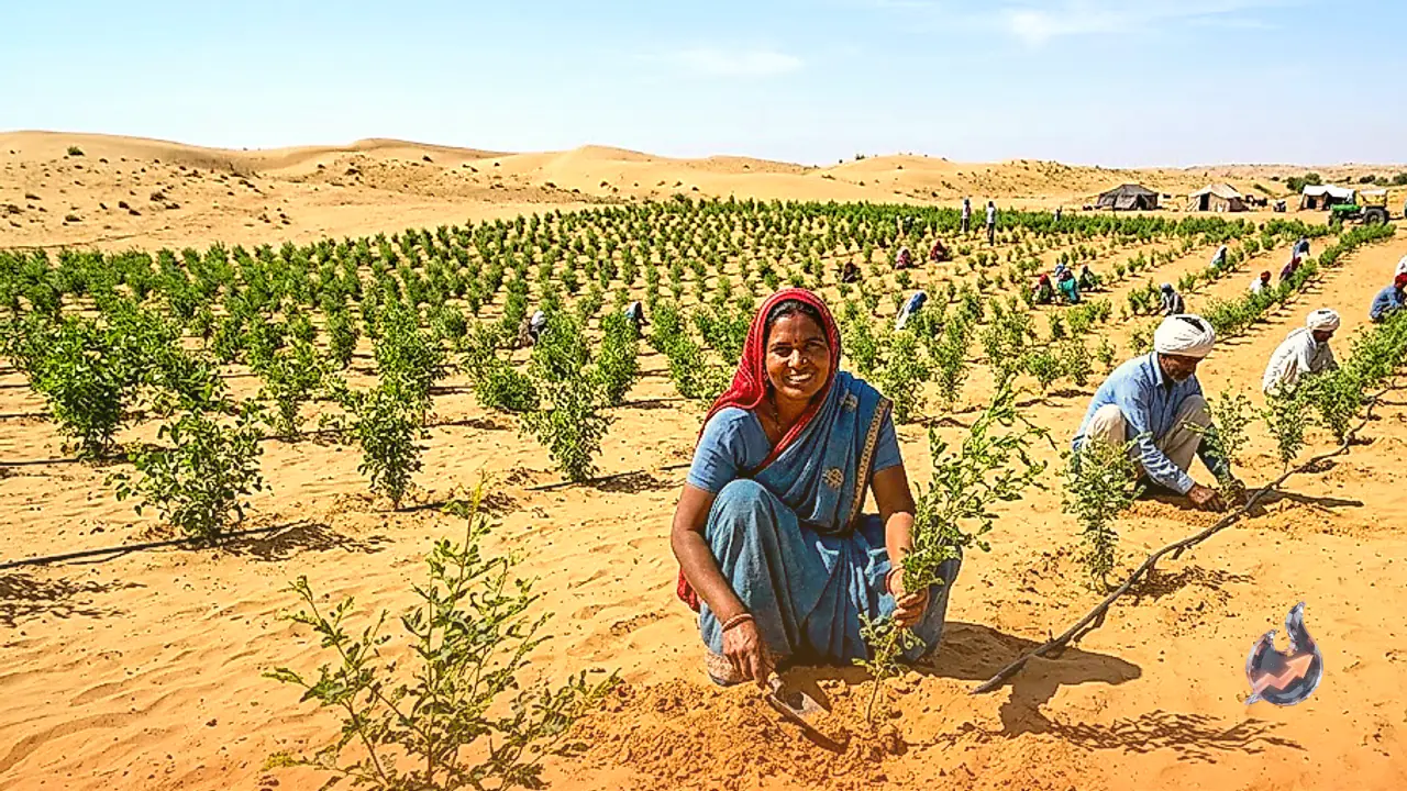 Massive Green Barrier Rises Over Barmer Dunes as Plantation Drive Plants Lakhs of Desert Trees