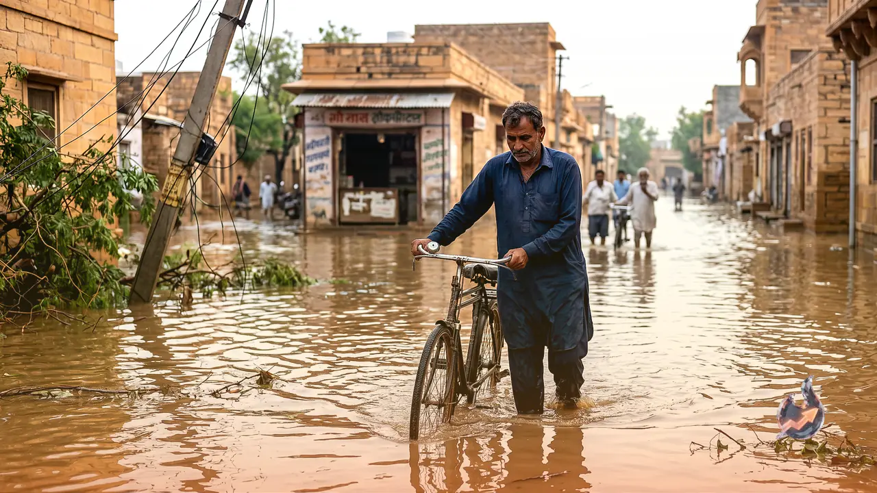 Midnight Storm Lashes Thar: Barmer Streets Turn to Rivers as Jaisalmer's Ponds Brim Over