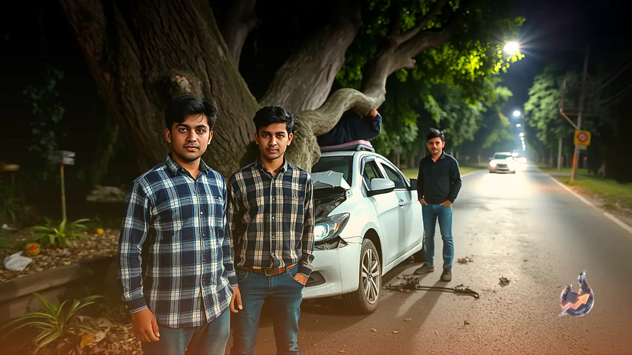 करनाल रोड पर पेड़ से टकराकर चकनाचूर हुई कार, दो सगे भाइयों समेत तीन युवकों की दर्दनाक मौत
