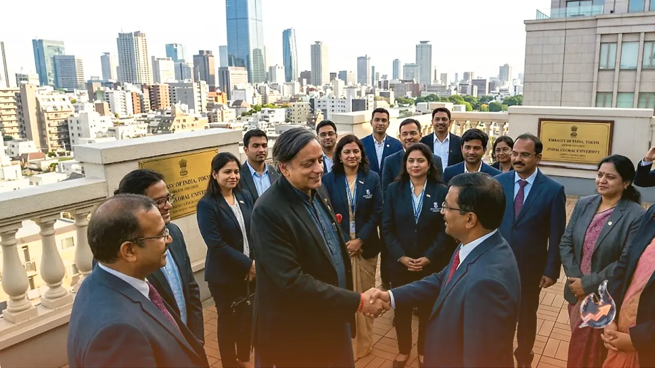 Shashi Tharoor Visits the Indian Embassy in Tokyo, Joins Jindal Global University Team on the Iconic Terrace
