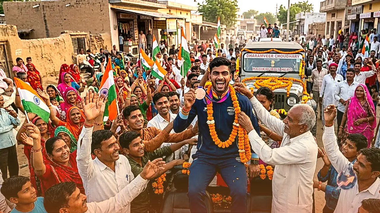 Tonk Athlete Dharamveer Choudhary Clinches Bronze in 400m Relay at Asian Games, Receives Rousing Welcome in Hadikhurd