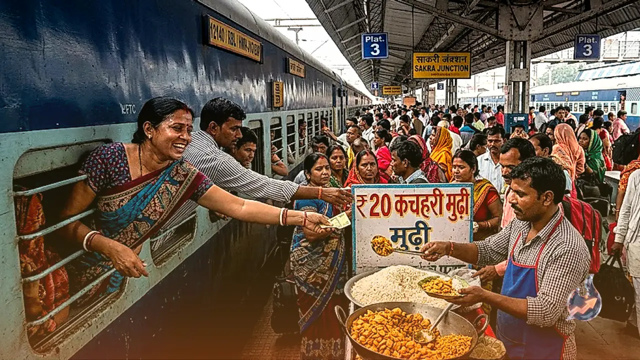 Train Passengers Swarm Sakri Junction Platforms for Local Kachari, Grabbing a Full Meal for Just ₹20