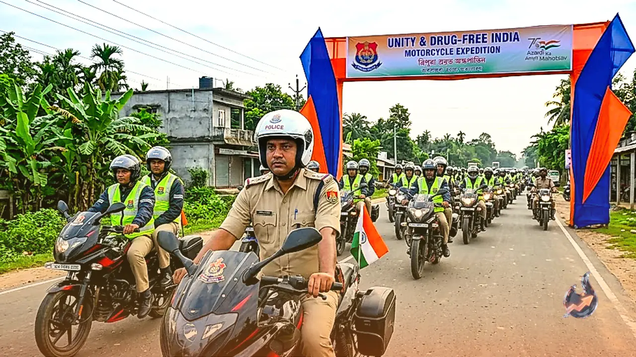 अगरतला से एकता नगर तक नशामुक्त भारत का संदेश लेकर निकली पुलिस की बाइक रैली