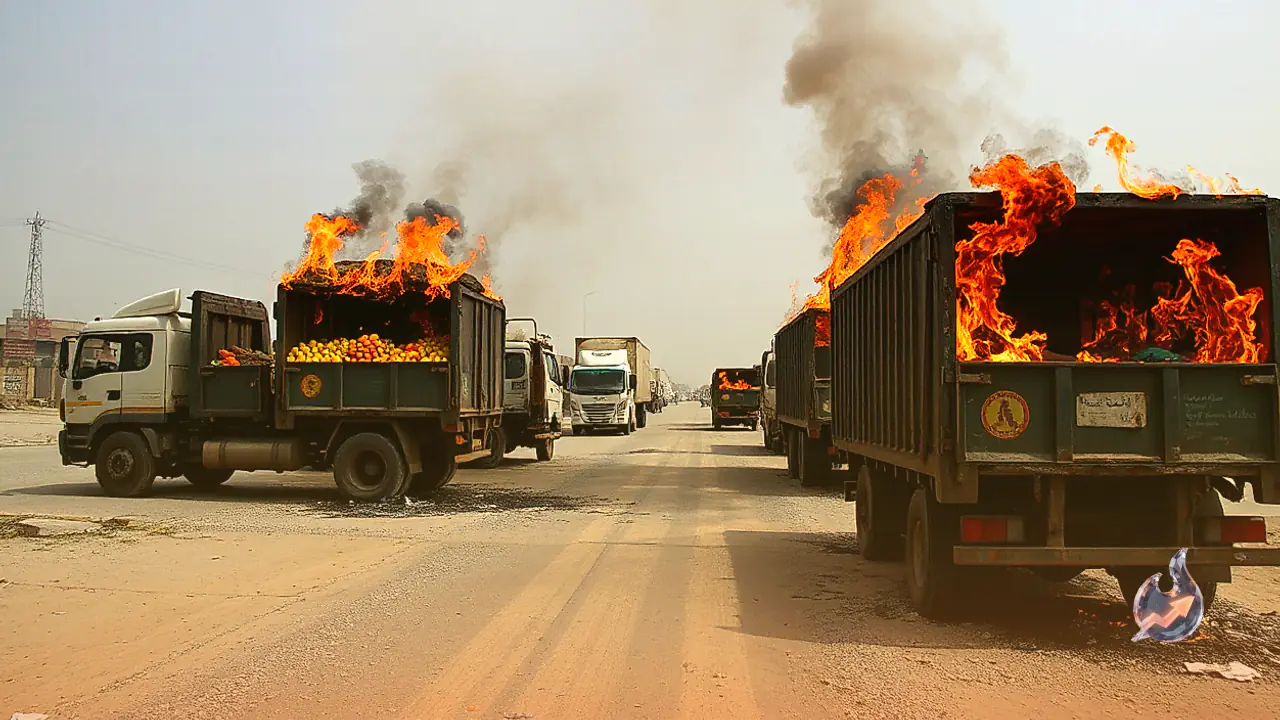 Trucks Loaded with Fresh Fruits Torched Along Iran Border Amid Escalating Trade Standstill