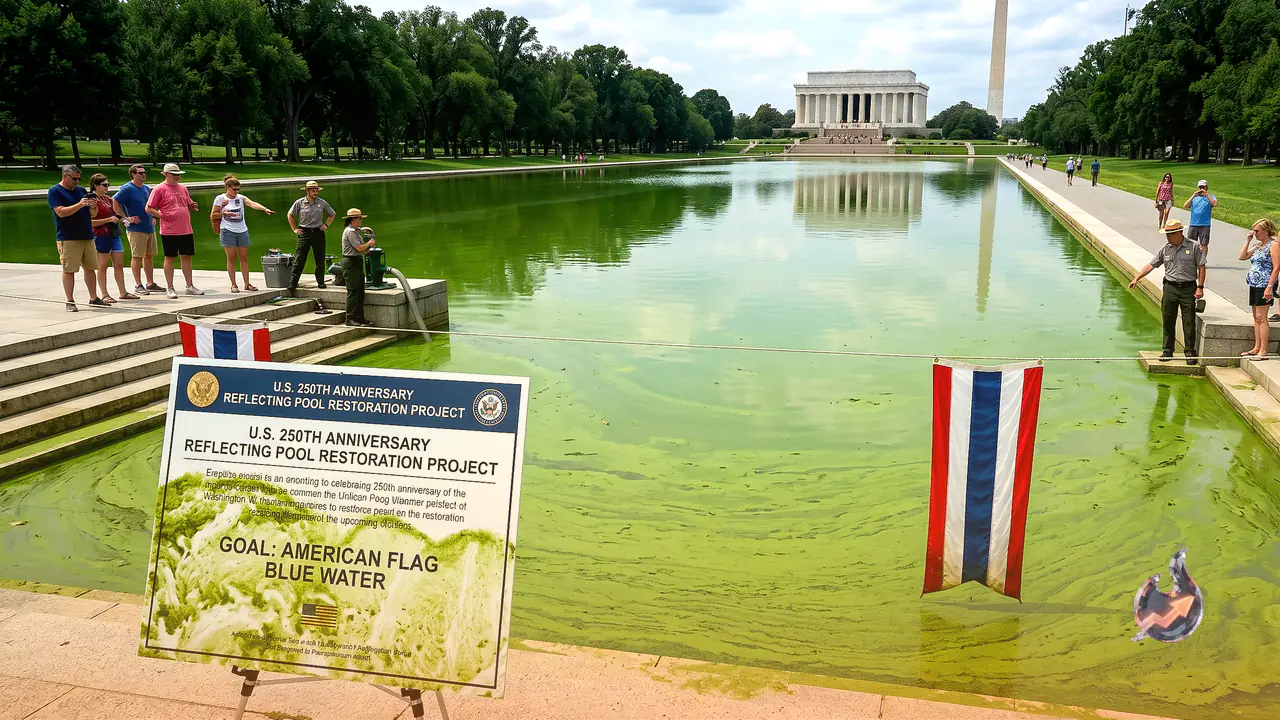 Trump's $14 Million Reflecting Pool Turned Green in a Day, and a Stubborn Algae Bloom Is to Blame