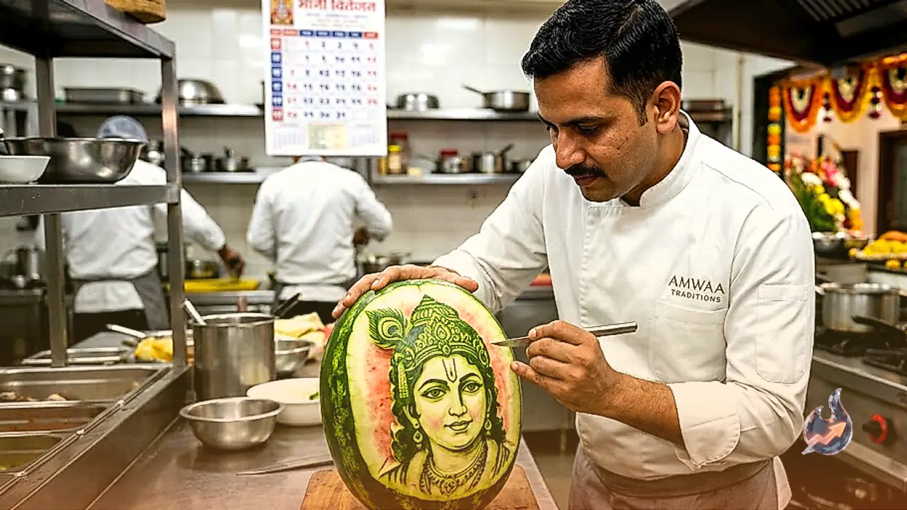Udaipur Chef Sculpts Lord Krishna Face on Watermelon for Janmashtami