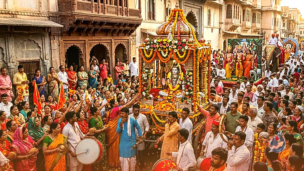 Grand Procession of Lord Mahakal Taken Out in Udaipur on Final Monday of Sawan with Over 50 Tableaux