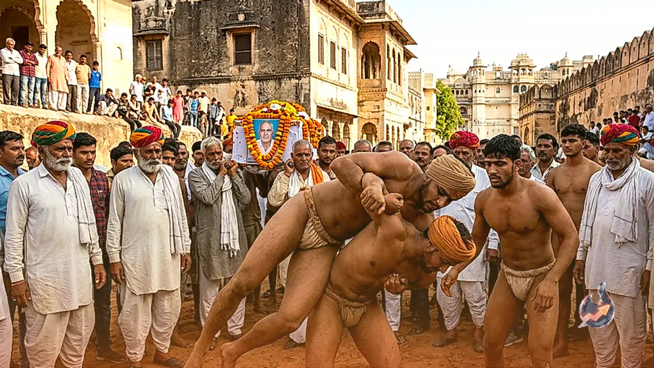 उदयपुर में उस्ताद पहलवान भगवानलाल सेन की अनूठी अंतिम विदाई, अर्थी के आगे दिखाए गए अखाड़े के करतब