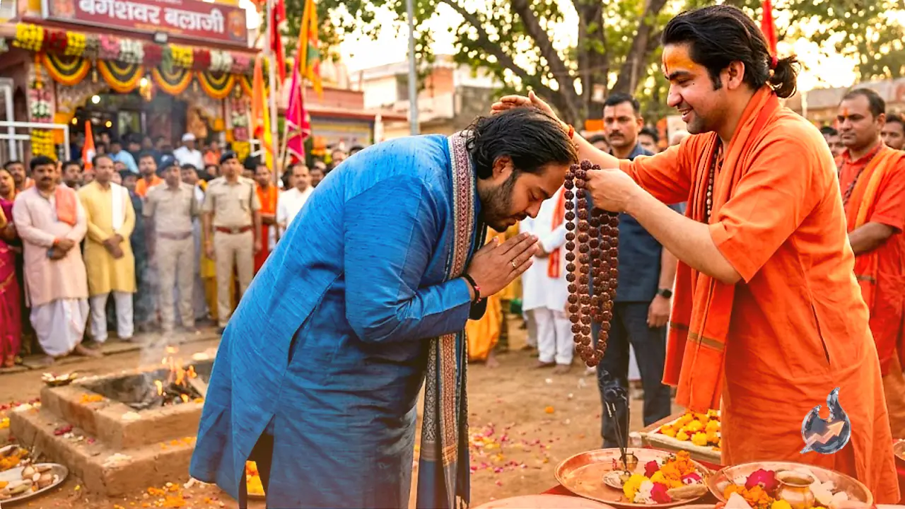Reliance Heir Anant Ambani Bows Before Bageshwar Balaji, Dhirendra Shastri Gifts Him Rudraksha