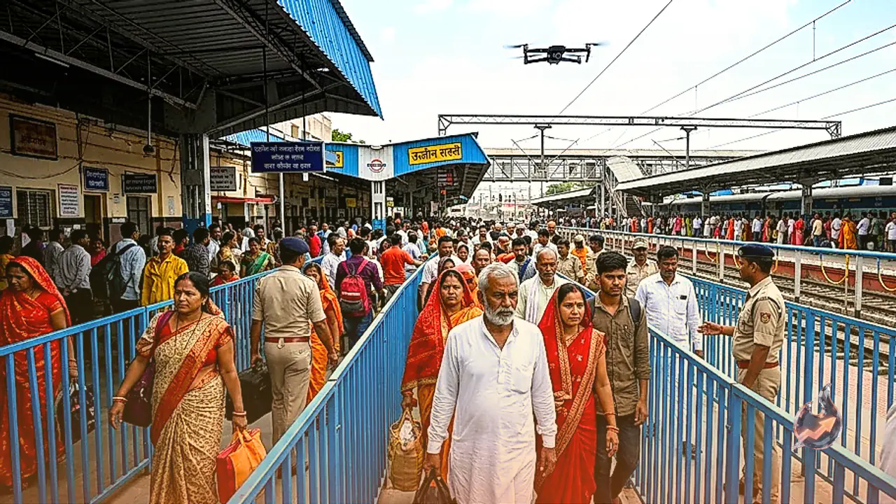 Ujjain Station Implements First Ever One Way Passenger Flow and Drone Monitoring to Manage Unprecedented Mahakal Festival Crowds