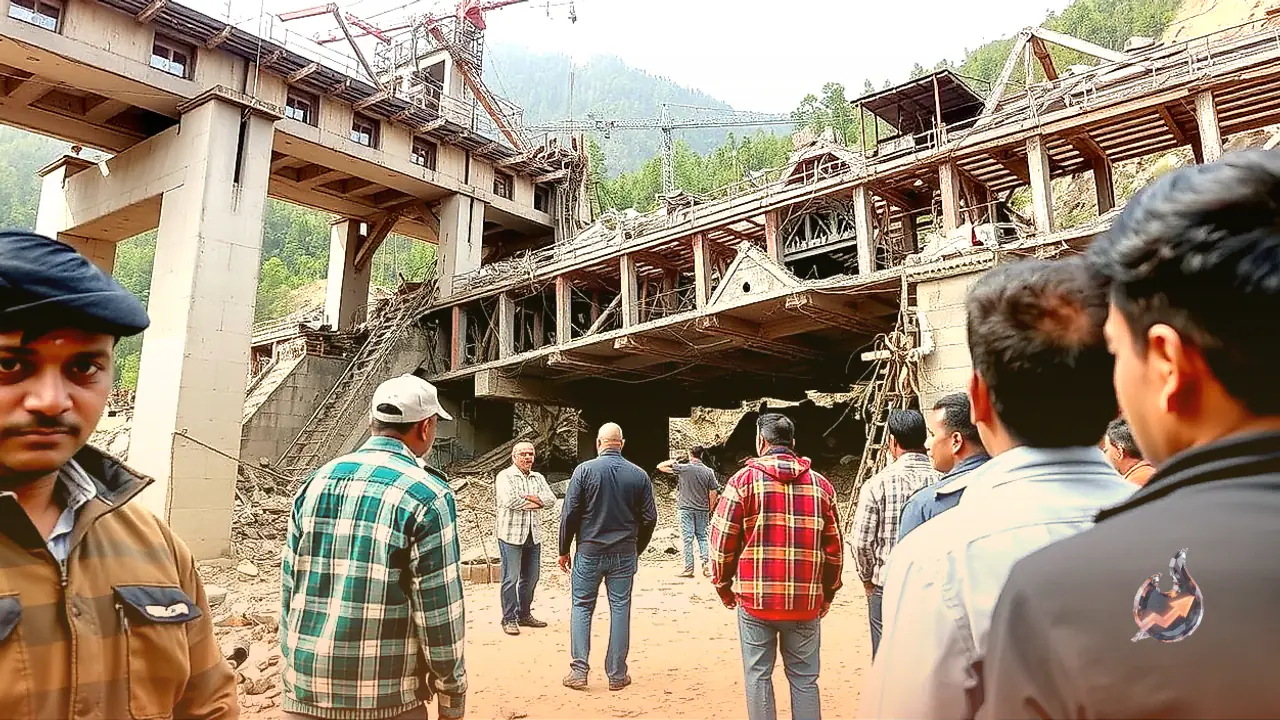 Under-Construction Iron Bridge Section Collapses in Hamirpur, Leaving Two Workers Injured and Five Stranded
