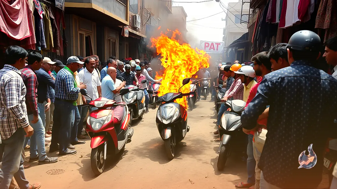 Used Scooter Catches Fire Seconds After Sale Finalised at Crowded Alwar Market in Rajasthan
