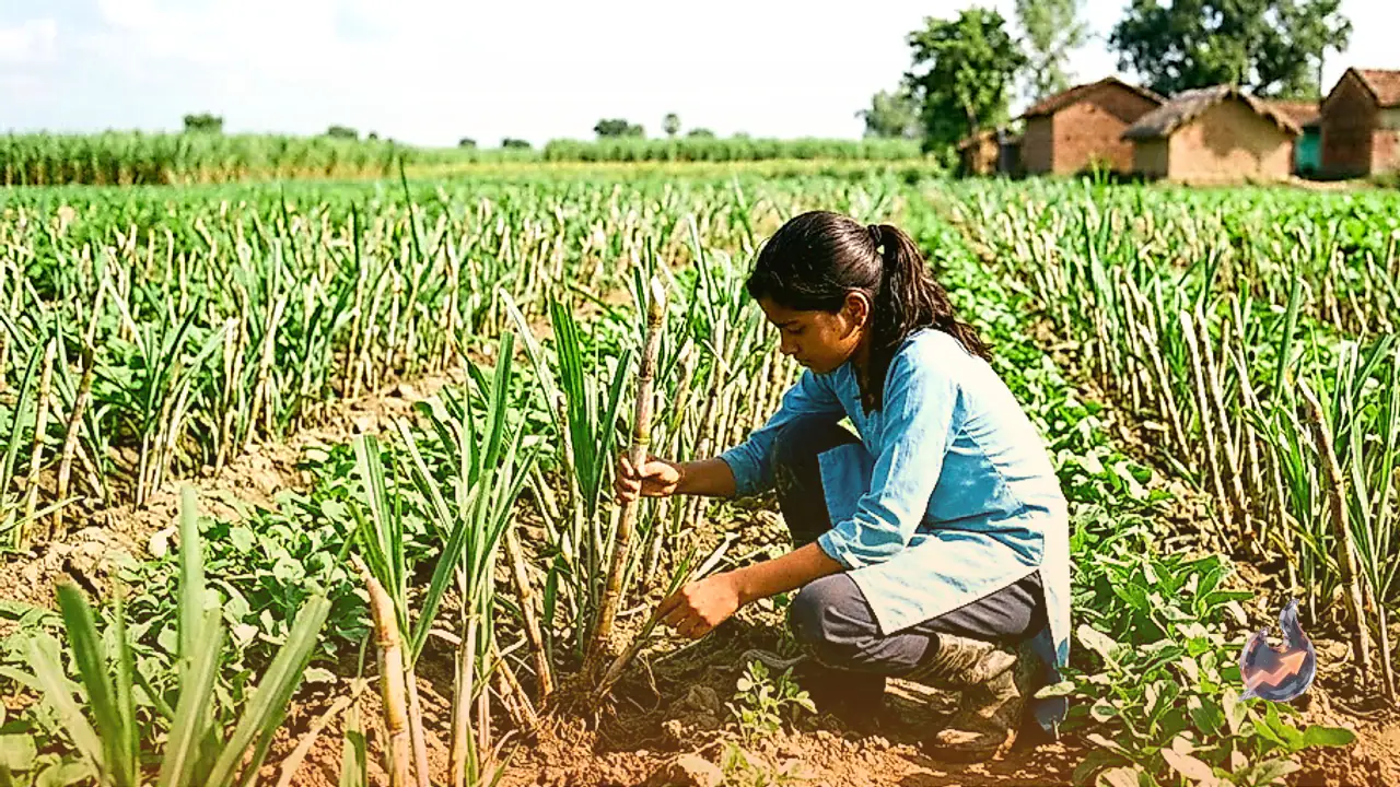 Class 8 Student Riya Upadhyay Demonstrates Modern Sugarcane Farming Across 4 Acres in Gonda