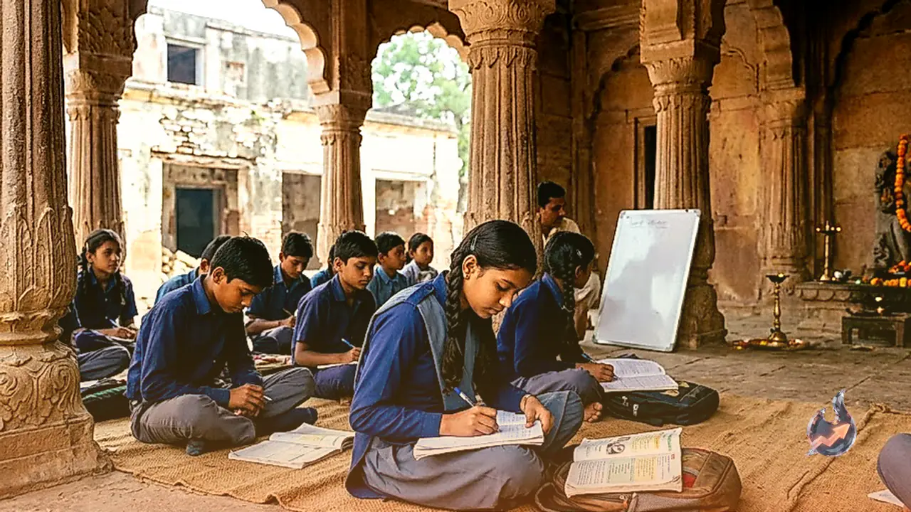 Dilapidated School Building Forces Kalyanpur Students into Local Temple Campus for Daily Classes in Jaunpur
