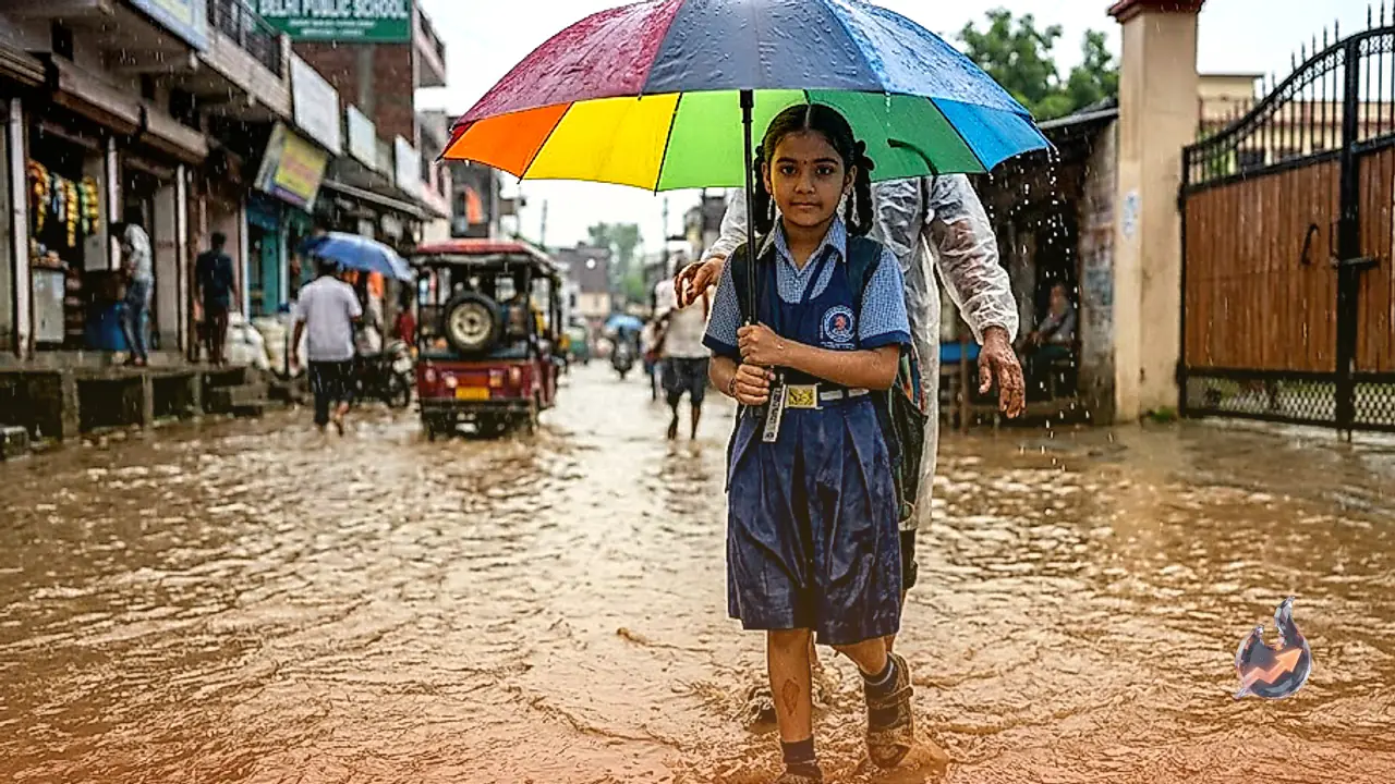 Heavy Downpours Force School Closures Across Uttar Pradesh and Uttarakhand Districts