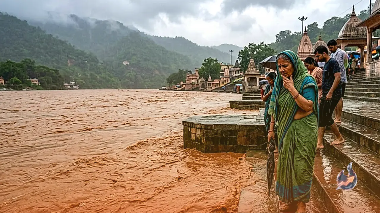 Continuous Rain in Uttarakhand Hills Changes Ganga Water Color, Turbid Stream Reaches Rishikesh Ghats