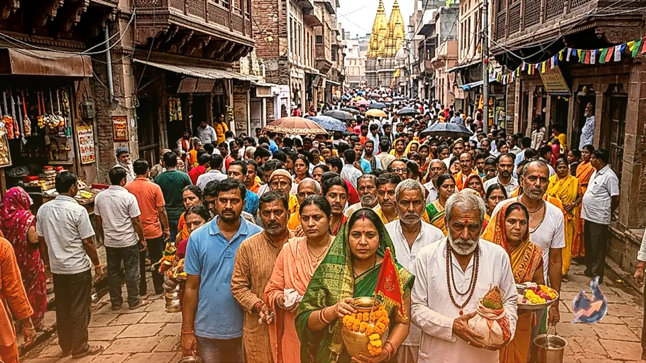 Massive Crowds Flood Varanasi On First Monday Of Sawan With Five Kilometer Long Queue At Kashi Vishwanath