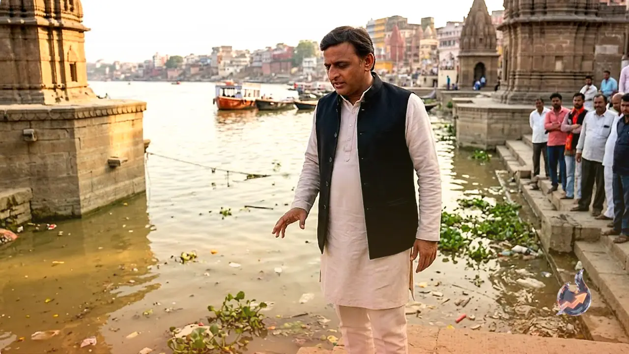 वरुणा नदी की तस्वीर पर अखिलेश यादव का तंज, सिर्फ दो पंक्तियों में भाजपा पर कसा वार