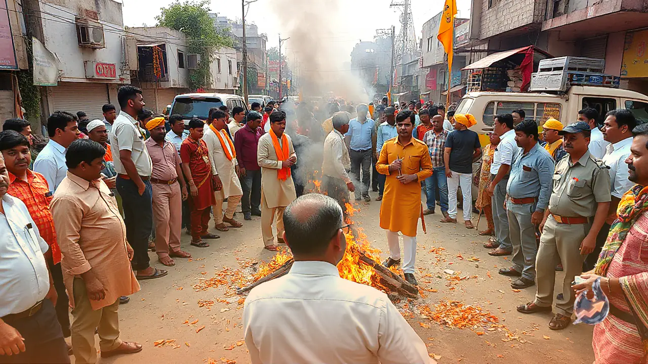 दुर्ग एसपी के खिलाफ विश्व हिंदू परिषद और बजरंग दल का प्रदर्शन, पुतला दहन के दौरान पुलिस से झड़प