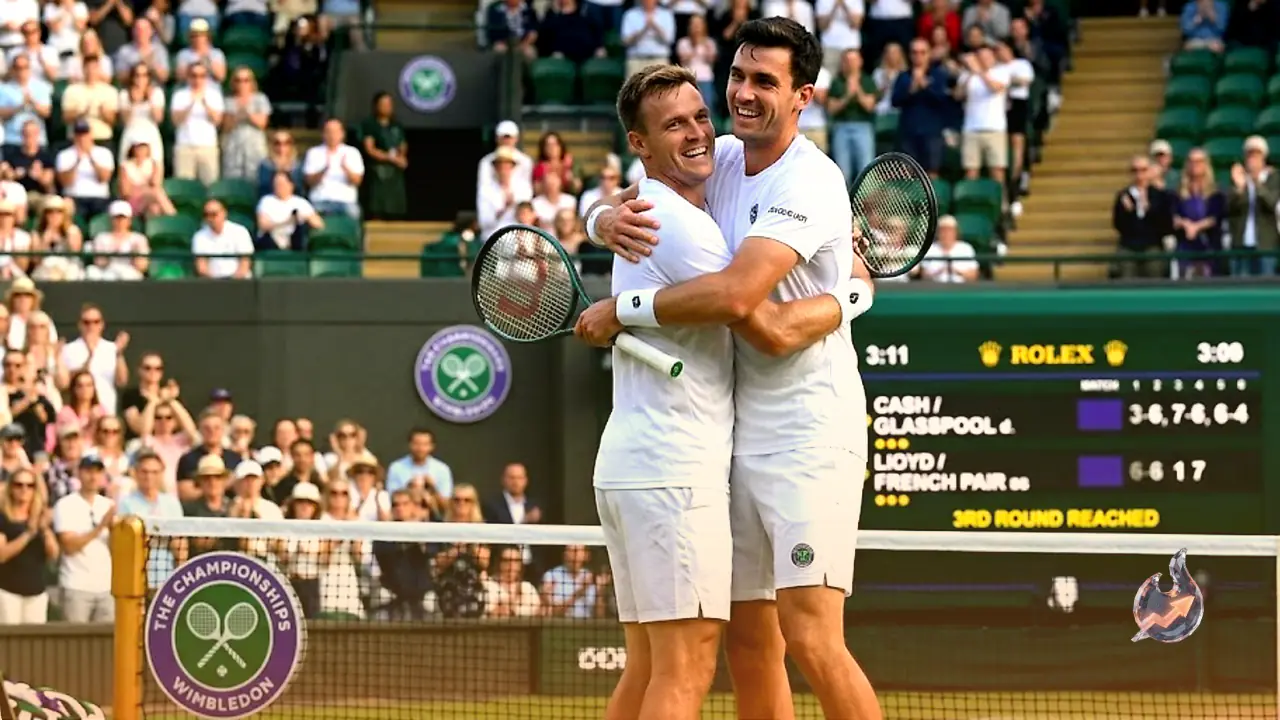 Defending champions Cash and Glasspool fight back from a set down to reach Wimbledon's third round