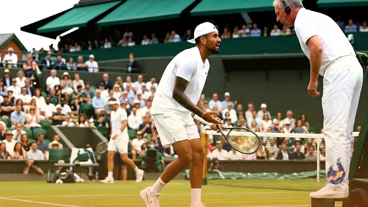 Nick Kyrgios's Wimbledon comeback unravels in a doubles defeat and an umpire showdown