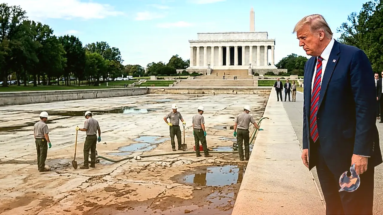 Reflecting Pool Near the Lincoln Memorial Drained Again as Trump Vows Vandals Will Pay a Big Price