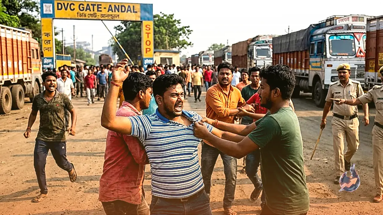 Clash breaks out between two groups over illegal extortion from truck drivers at DVC gate in Andal, West Bengal