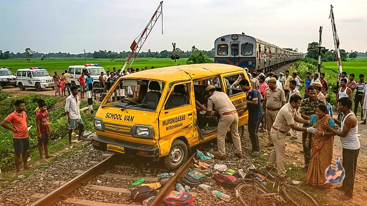 Open Railway Gate in Murshidabad Claims Three Lives as School Van Collides With Train
