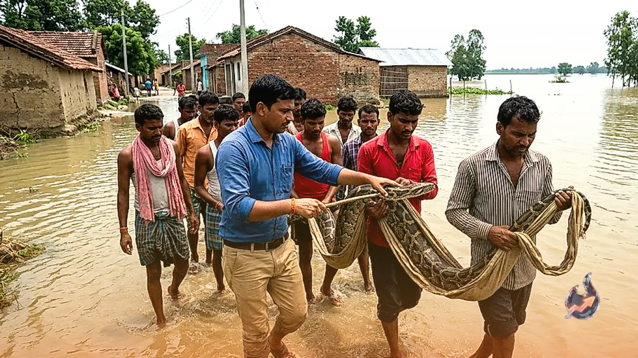 पश्चिम चंपारण के योगपट्टी में घुसा विशालकाय अजगर, ग्रामीणों ने खुद संभाला मोर्चा