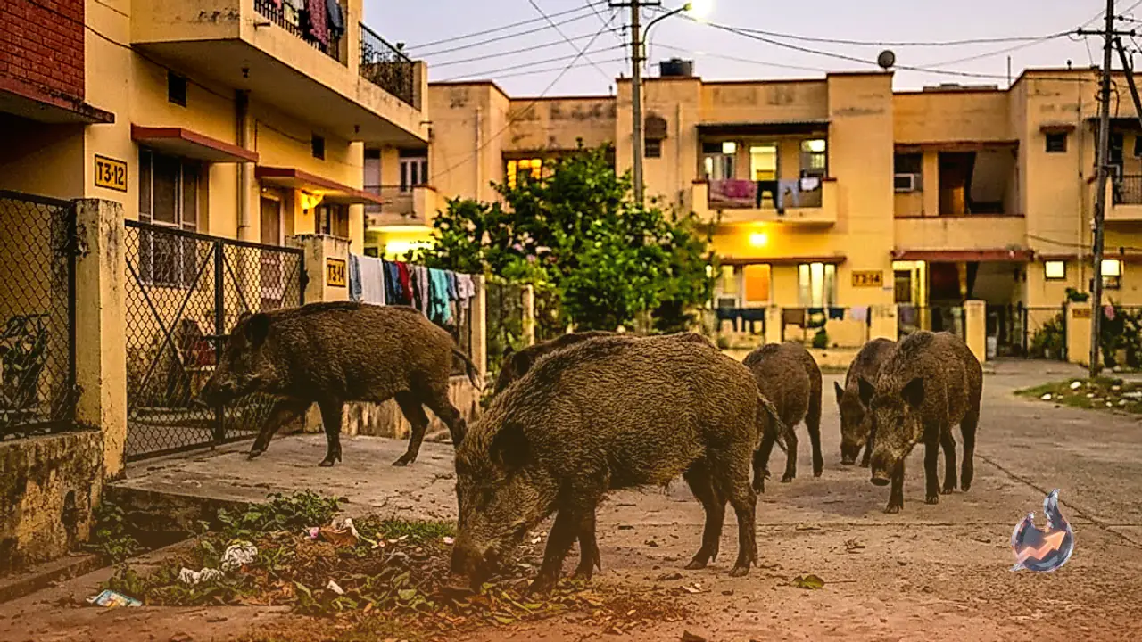 परमाणु बिजलीघर की आवासीय बस्ती में घुसा जंगली सूअरों का दल, बिल्ली के बच्चे पर हमले के बाद दहशत