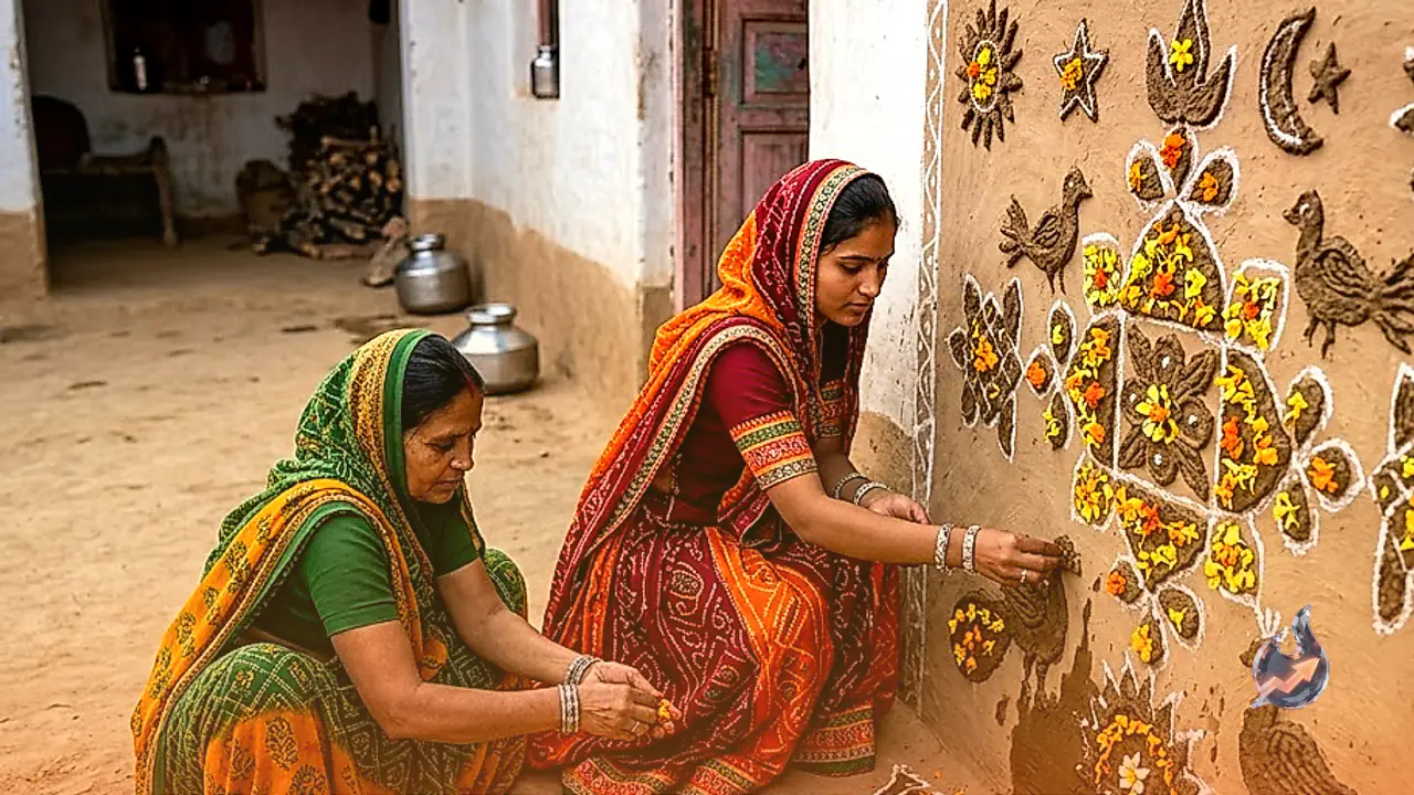 राजस्थान के करौली में महिलाओं ने संजोई ढाई सौ साल पुरानी सांझी लोककला, पितृ पक्ष में 15 दिनों तक दीवारों पर उकेरी जाती हैं अनूठी आकृतियां