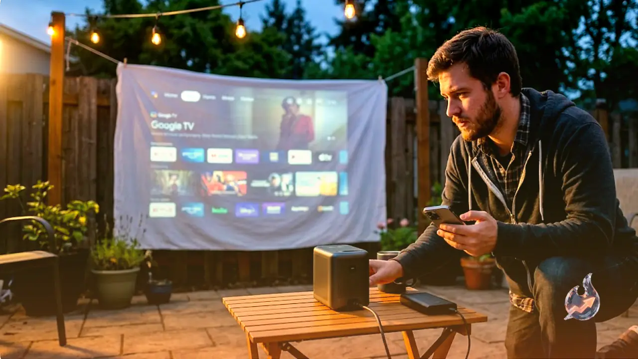 This Pocket-Sized Google TV Projector Auto-Corrects Its Own Image, But Only Shines in the Dark