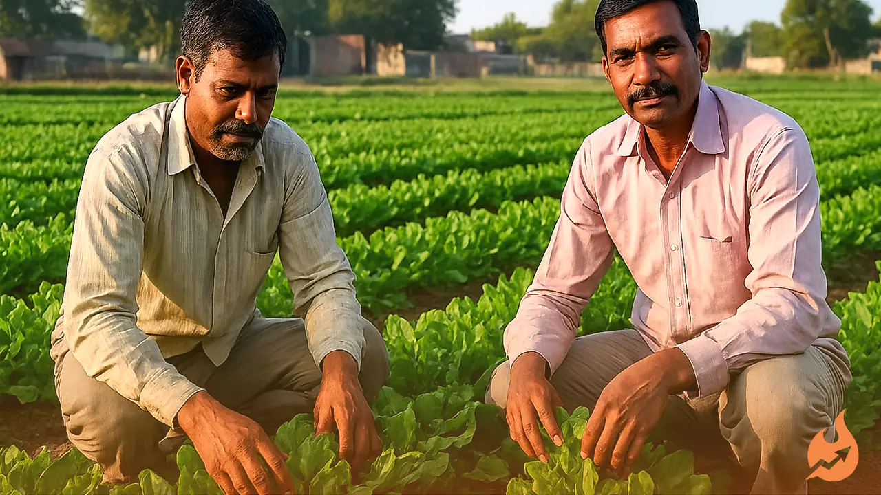 Along the Yamuna in Agra, Farmers Grow Spinach at Low Cost, Earnings Begin in 40 Days With up to Four Times the Profit