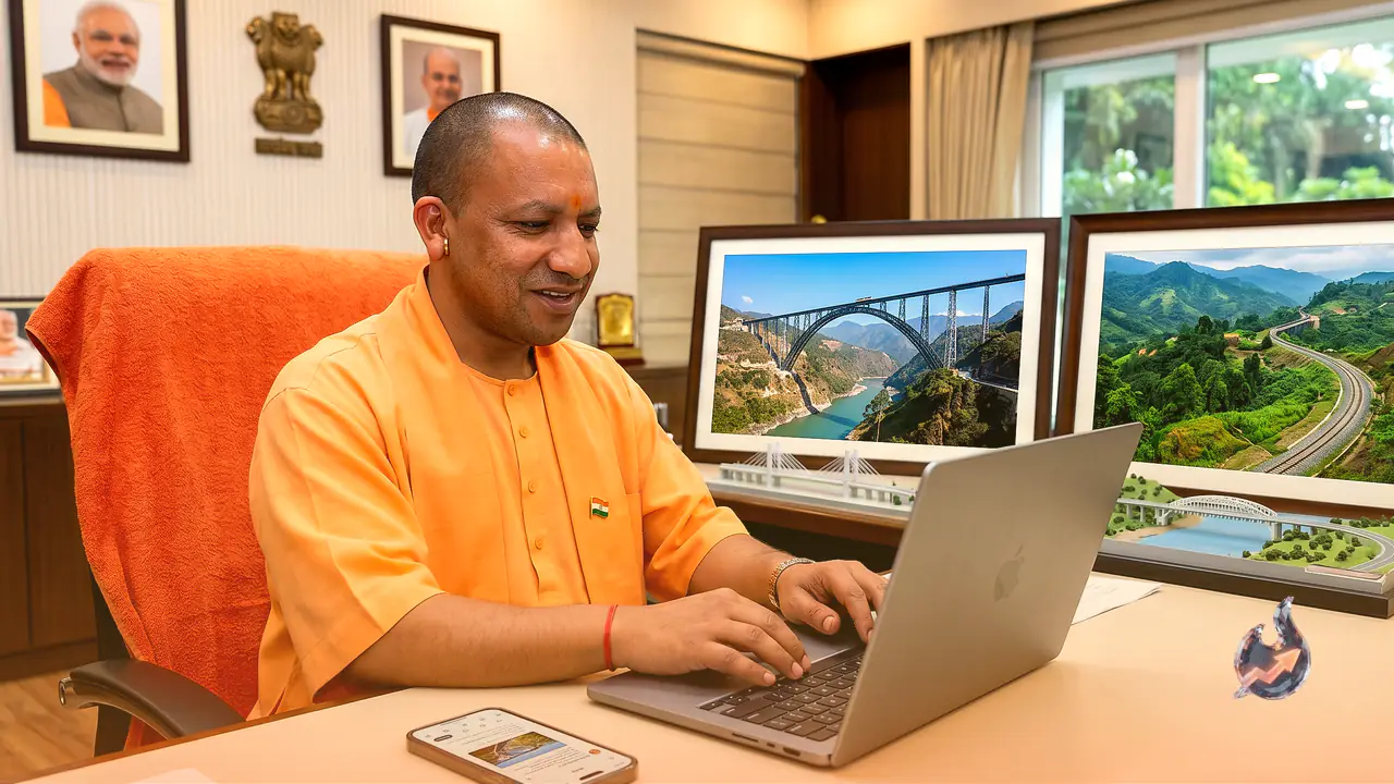Yogi Adityanath Hails Chenab Bridge and Mizoram Rail Link as Hallmarks of a Developing India in X Post