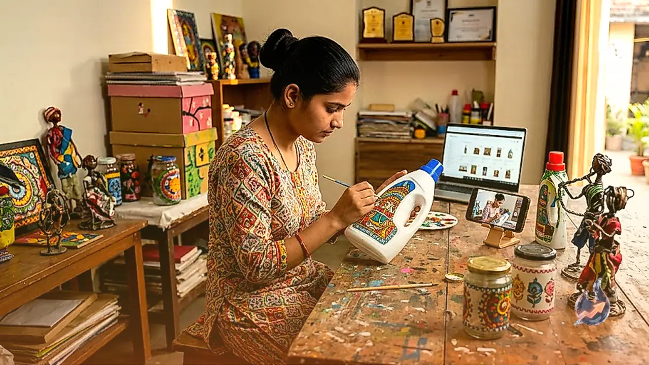 From Free Online Tutorials to a Growing Art Business: How an Aspiring Artist in Kurebhar is Upcycling Waste and Winning Awards